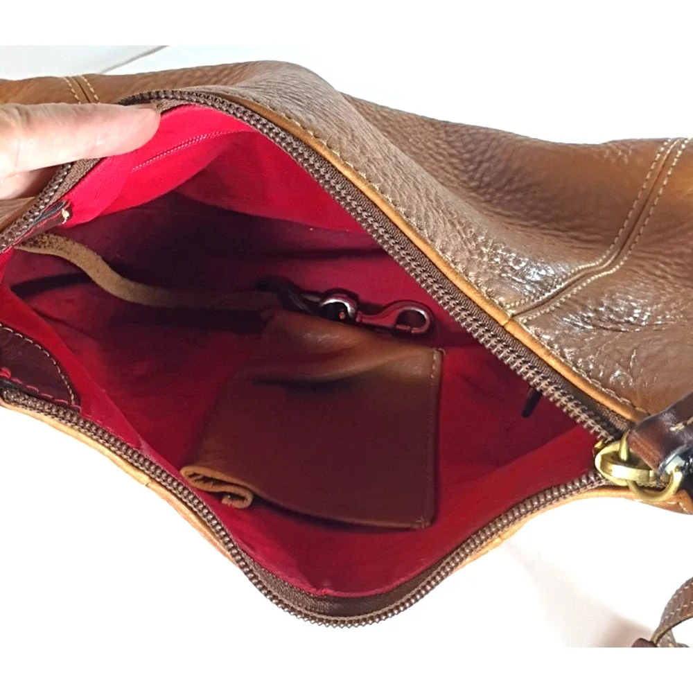 Dooney & Bourke Tan Pebbled Leather Hobo Bag Duck Charm Shoulder Purse